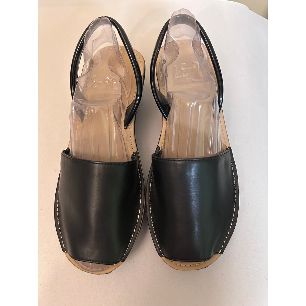 Kenneth Cole Reaction Fine Glass Black Wedgeโ Sandals Slingback Platform Woman 7